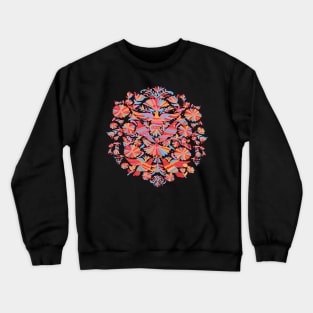 Otomí embroidery fabric bold colorful birds tenango mexican maximalist decoration Crewneck Sweatshirt